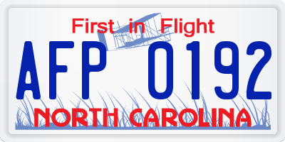 NC license plate AFP0192