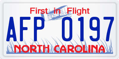 NC license plate AFP0197