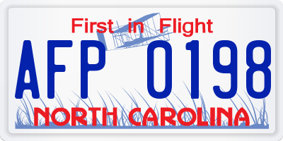 NC license plate AFP0198