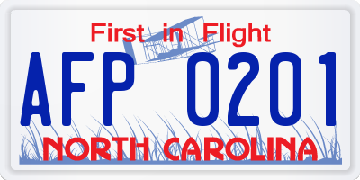 NC license plate AFP0201