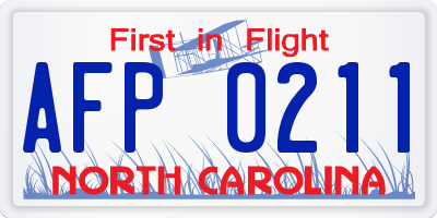 NC license plate AFP0211