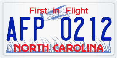 NC license plate AFP0212