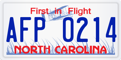 NC license plate AFP0214