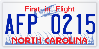NC license plate AFP0215