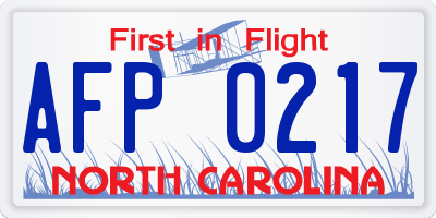 NC license plate AFP0217