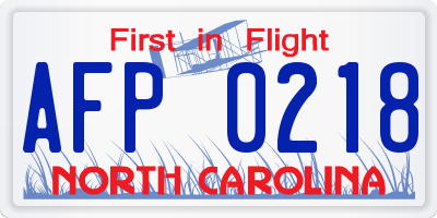 NC license plate AFP0218