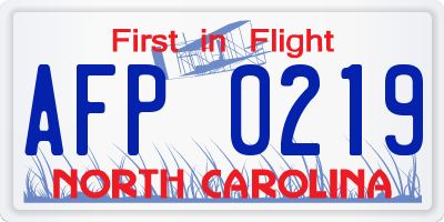 NC license plate AFP0219