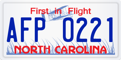 NC license plate AFP0221