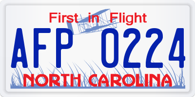 NC license plate AFP0224