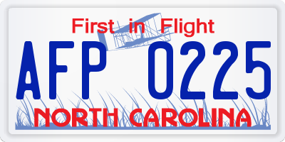 NC license plate AFP0225