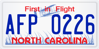 NC license plate AFP0226