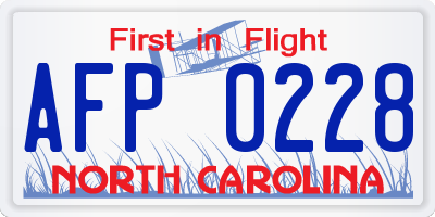 NC license plate AFP0228