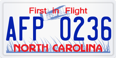 NC license plate AFP0236