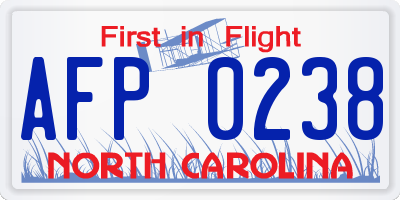 NC license plate AFP0238