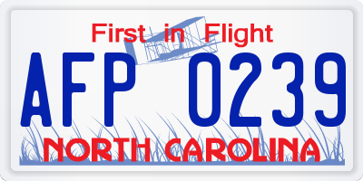 NC license plate AFP0239