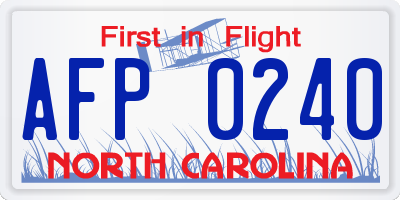 NC license plate AFP0240