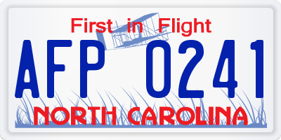 NC license plate AFP0241