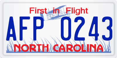 NC license plate AFP0243