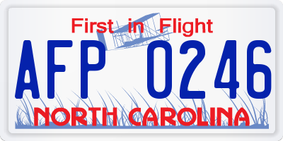 NC license plate AFP0246