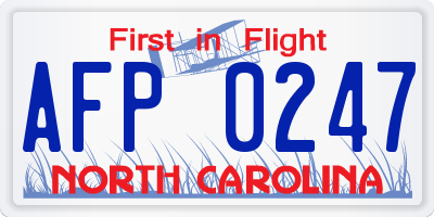 NC license plate AFP0247