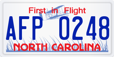 NC license plate AFP0248