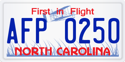NC license plate AFP0250
