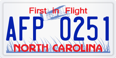NC license plate AFP0251
