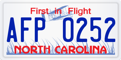 NC license plate AFP0252