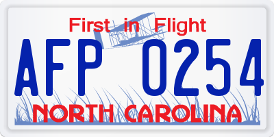NC license plate AFP0254