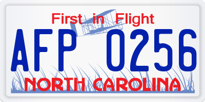 NC license plate AFP0256