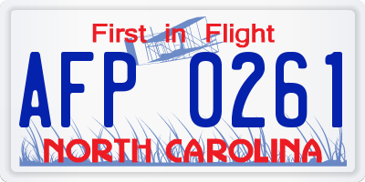 NC license plate AFP0261