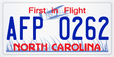 NC license plate AFP0262