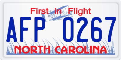 NC license plate AFP0267