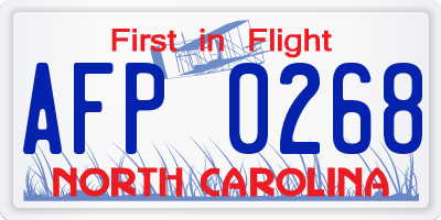 NC license plate AFP0268