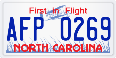 NC license plate AFP0269