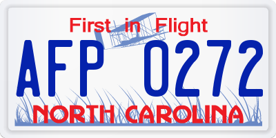 NC license plate AFP0272