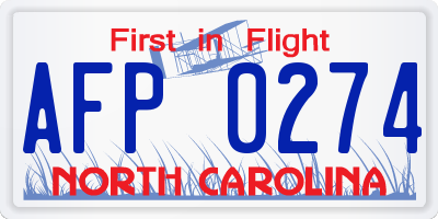 NC license plate AFP0274
