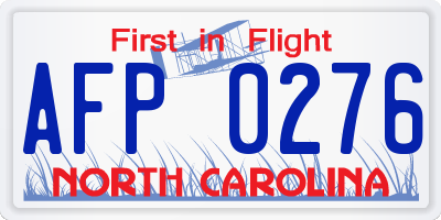 NC license plate AFP0276