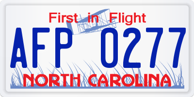 NC license plate AFP0277