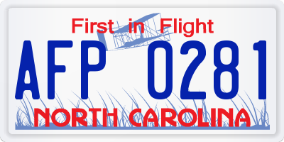 NC license plate AFP0281