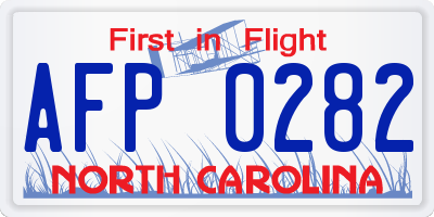 NC license plate AFP0282