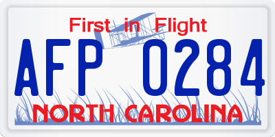NC license plate AFP0284