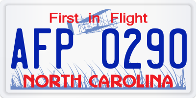 NC license plate AFP0290