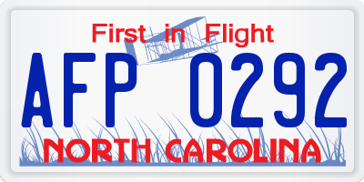 NC license plate AFP0292