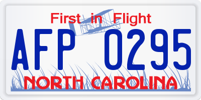 NC license plate AFP0295
