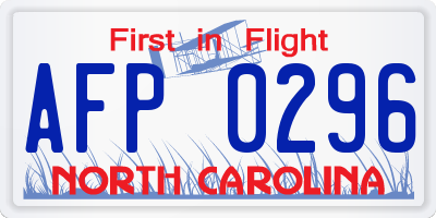 NC license plate AFP0296