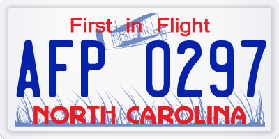 NC license plate AFP0297