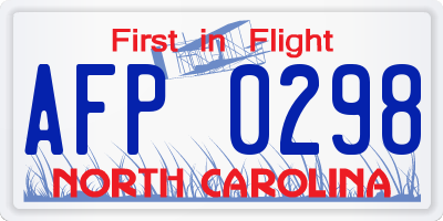 NC license plate AFP0298