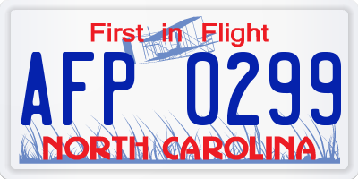 NC license plate AFP0299