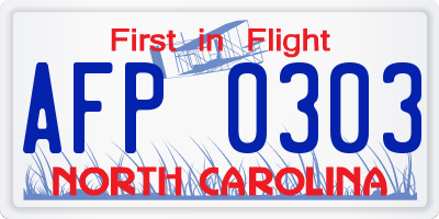 NC license plate AFP0303